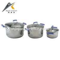 Hot selling capsulated bottom silicone handle stainless steel cookware set