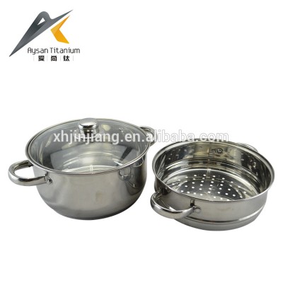 Factory price 2 layer ss201 ss304 mini food steamer glass lid steamer pot