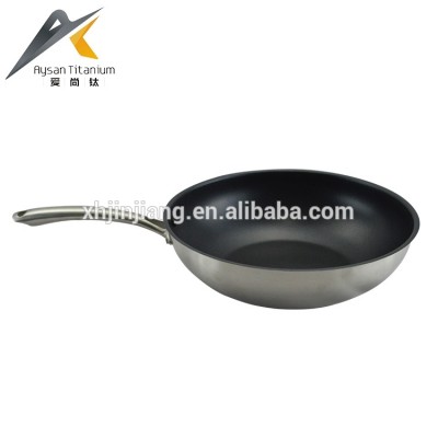 Factory color box packing ss201 ss304 0.6mm - 1.0mm cut edge stainless steel frypan