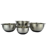 Wholesale cheap silicone bottom stainless steel non-skid salad mixing bowl set